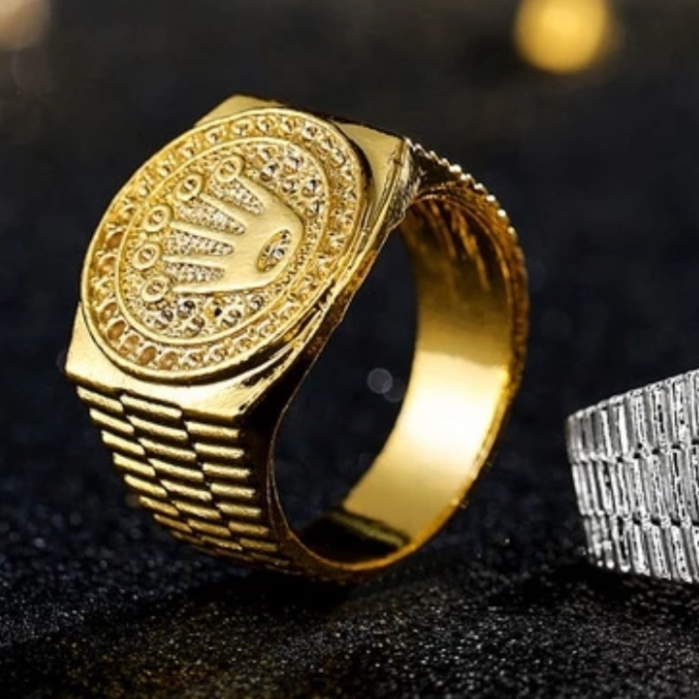 NEW* Gold king crown bling cuban Gotti Ring